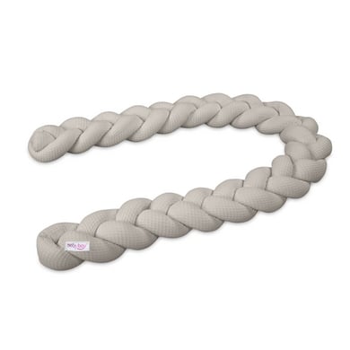 babybay Nest snake waffle piqué flätad 280 cm lämplig för barnsängar vit grå