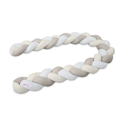 Image of babybay Nest snake waffle piqué intrecciato 280 cm adatto per culle, bianco/avorio/bianco grigio059