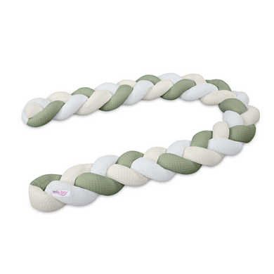 babybay Nest snake våffelpiqué flätad 280 cm lämplig för spjälsängar, vit/ivory/jadegrön
