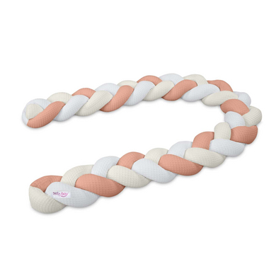 babybay Nest snake waffle piqué flätad 280 cm lämplig för barnsängar, vit/ivory/ apricot rosé