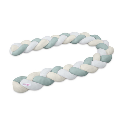 babybay Nest snake våffelpiqué flätad 280 cm lämplig för spjälsängar, vit/ivory/pale blue