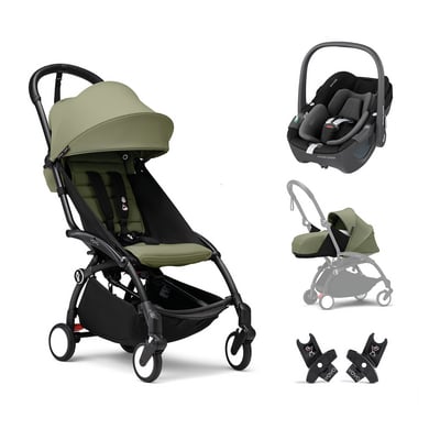 Stokke® Poussette trio combinée 3en1 YOYO³ Olive cosy MAXI COSI Pebble 360 Essential Black