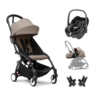 Stokke® Poussette trio combinée 3en1 YOYO³ Taupe cosy MAXI COSI Pebble 360 Essential Black
