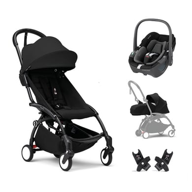 Stokke® Poussette trio combinée 3en1 YOYO³ Black cosy MAXI COSI Pebble 360 Essential Black