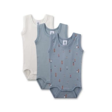 Sanetta Mouwloze body drie-pack blauw