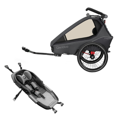 Qeridoo® Rimorchio bici e passeggino 2 in 1 Kidgoo1 Steel Grigio Collezione 2023 incl. amaca Plus