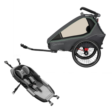 Qeridoo® Rimorchio bici e passeggino 2 in 1 Kidgoo1 Ivy Green Collezione 2023 con amaca Plus