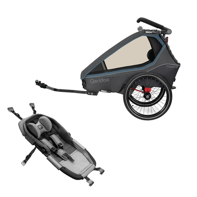 Qeridoo® Rimorchio bici e passeggino 2 in 1 Kidgoo2 Collezione Blu Navy 2023 con amaca Plus