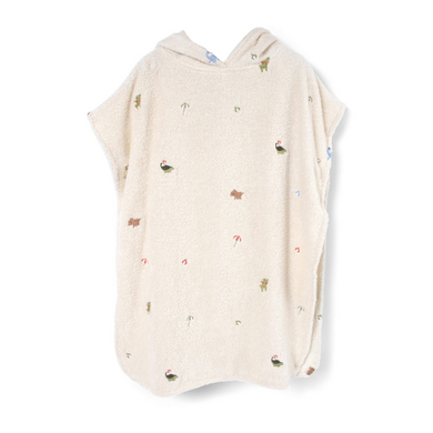 FILIBABBA badponcho med broderimönster GOTS - Dino Beach