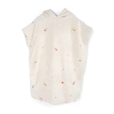 FILIBABBA badponcho med broderimönster GOTS - Ocean Blossom