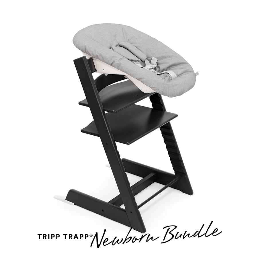 STOKKE® Tripp Trapp® Hochstuhl Oak schwarz inkl. Newborn Set™ Grey  - Onlineshop Babymarkt