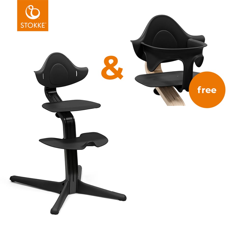 Image of STOKKE® Nomi® seggiolone faggio nero + set per bambini nero in omaggio059