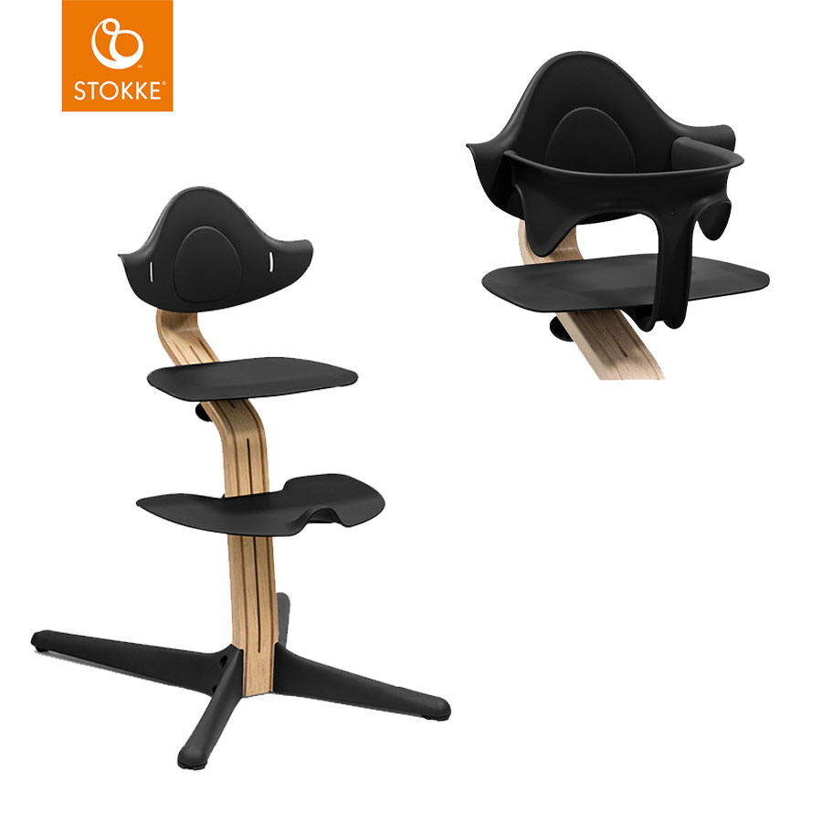 STOKKE® Nomi® Hochstuhl Eiche natur schwarz Baby Set schwarz  - Onlineshop Babymarkt