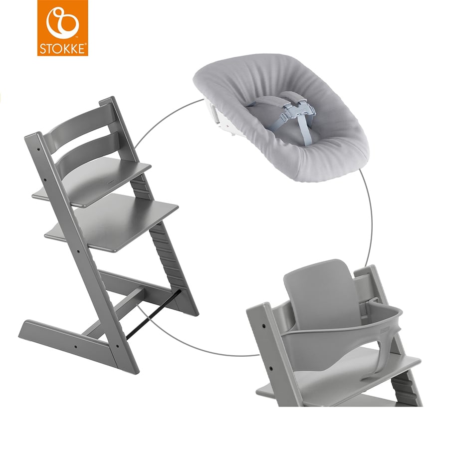 Image of Newborn STOKKE® Mega Tripp Trapp® Set Seggiolone Faggio Grigio Tempesta incl. Set™ Grigio e Baby Set V2 Grigio Tempesta059