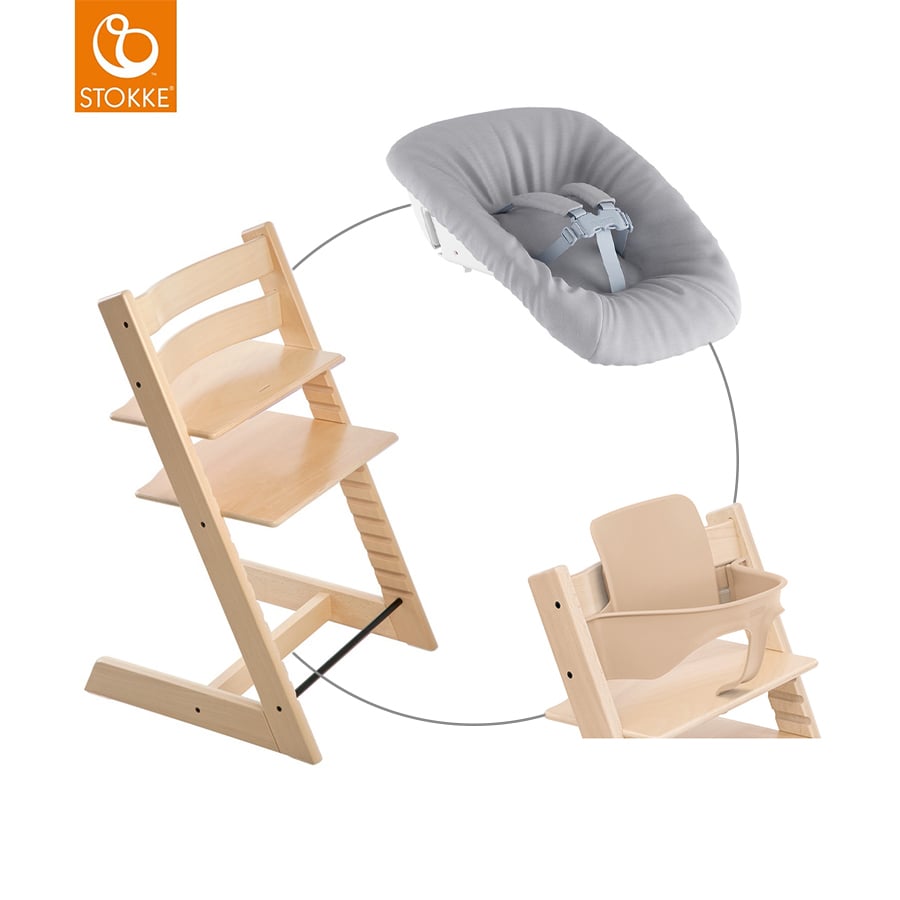 Image of Newborn STOKKE® Mega Tripp Trapp® Set seggiolone faggio naturale incl. Set™ Grigio e Baby Set V2 naturale059