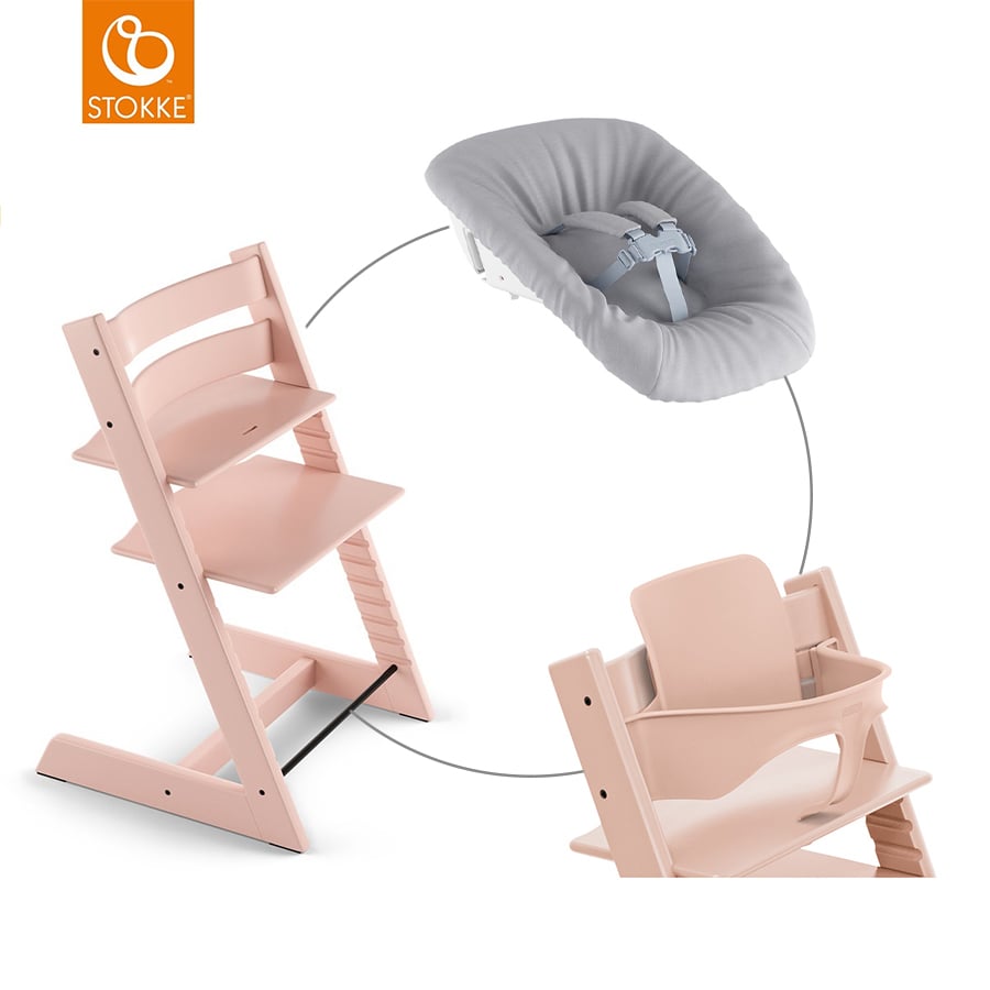 Image of STOKKE® Mega Tripp Trapp® Set Sedia - Faggio Rosa Sereno incl. Newborn Set™ Grigio e Baby Set V2 Rosa Sereno059