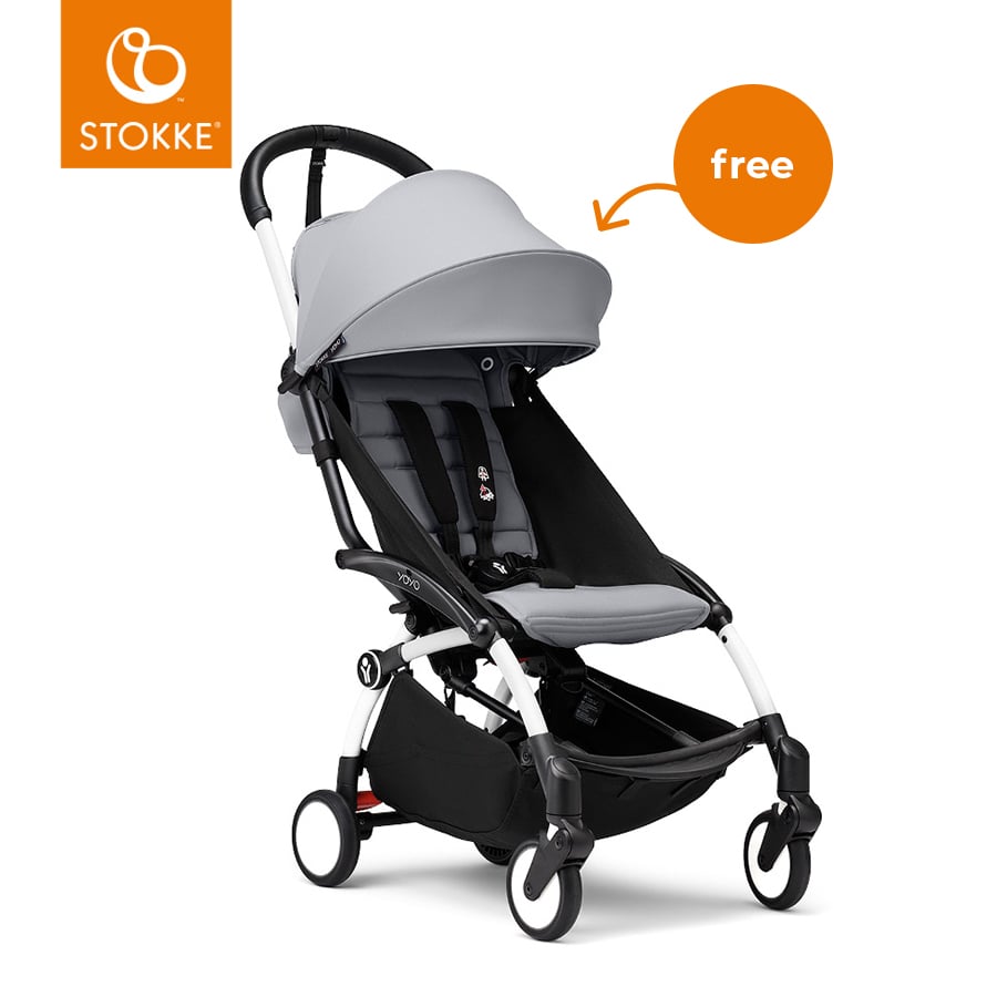 Image of Stokke® YOYO³ Passeggino con telaio bianco incl. 6+ Textilset Stone059