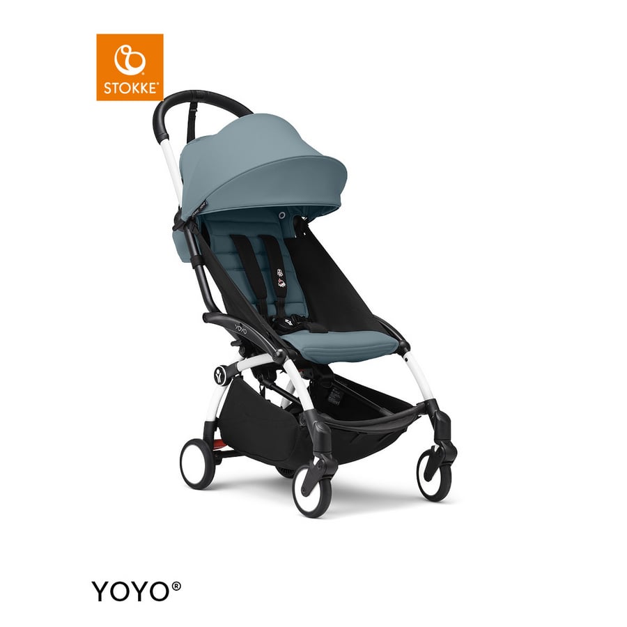 Image of Stokke® YOYO³ Passeggino con telaio bianco incl. 6+ Textilset Aqua059