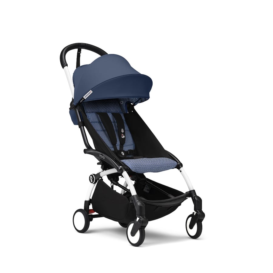 Image of Stokke® YOYO³ Passeggino con telaio bianco incl. 6+ Textilset Air France Blue059