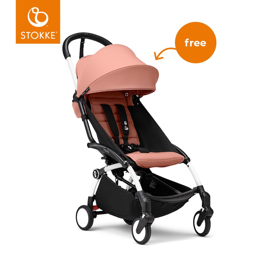 Image of Stokke® YOYO³ Passeggino con telaio bianco incl. 6+ Textilset Ginger059