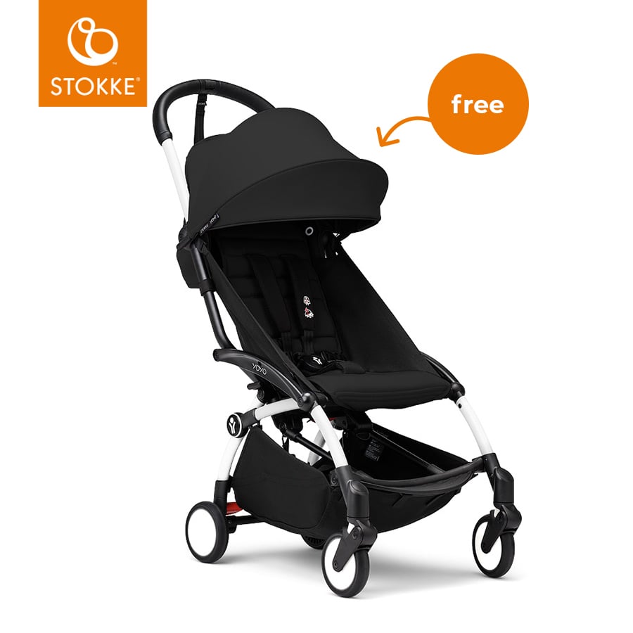 Image of Stokke® YOYO³ Passeggino con telaio bianco incl. 6+ Textilset nero059