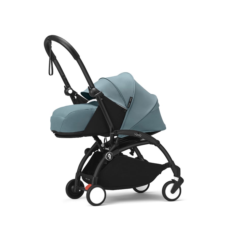 Image of Stokke® YOYO³ Passeggino con telaio nero incl. navicella 0+ Aqua059