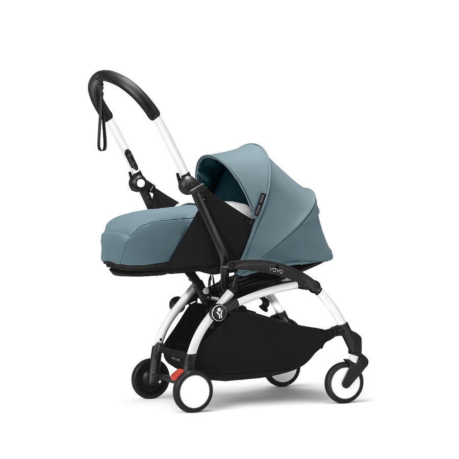 Image of Stokke® YOYO³ Passeggino con telaio bianco incl. navicella 0+ Aqua059