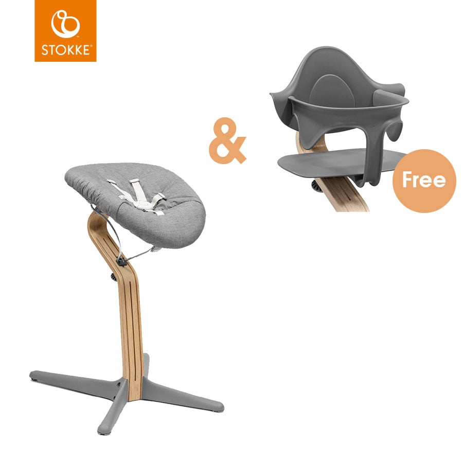 Image of STOKKE® Nomi® Sedia - Quercia naturale / grigio incl. Newborn Set grigio / grigio sabbia + Baby Set gratuito grigio059