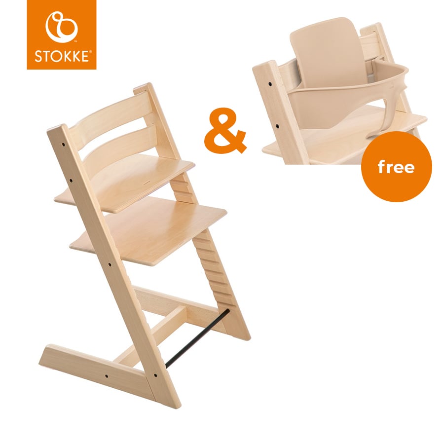 Image of STOKKE® Tripp Trapp® seggiolone faggio naturale + set per bambini V2 naturale in omaggio059