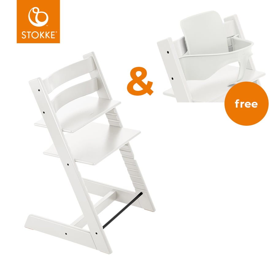 Image of STOKKE® Tripp Trapp® sedia faggio bianco + set bambino V2 bianco in omaggio059