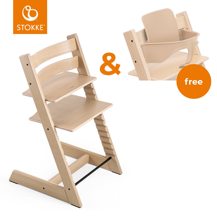 Image of STOKKE® Tripp Trapp® Sedia - Quercia naturale + Baby Set V2 gratuito naturale059