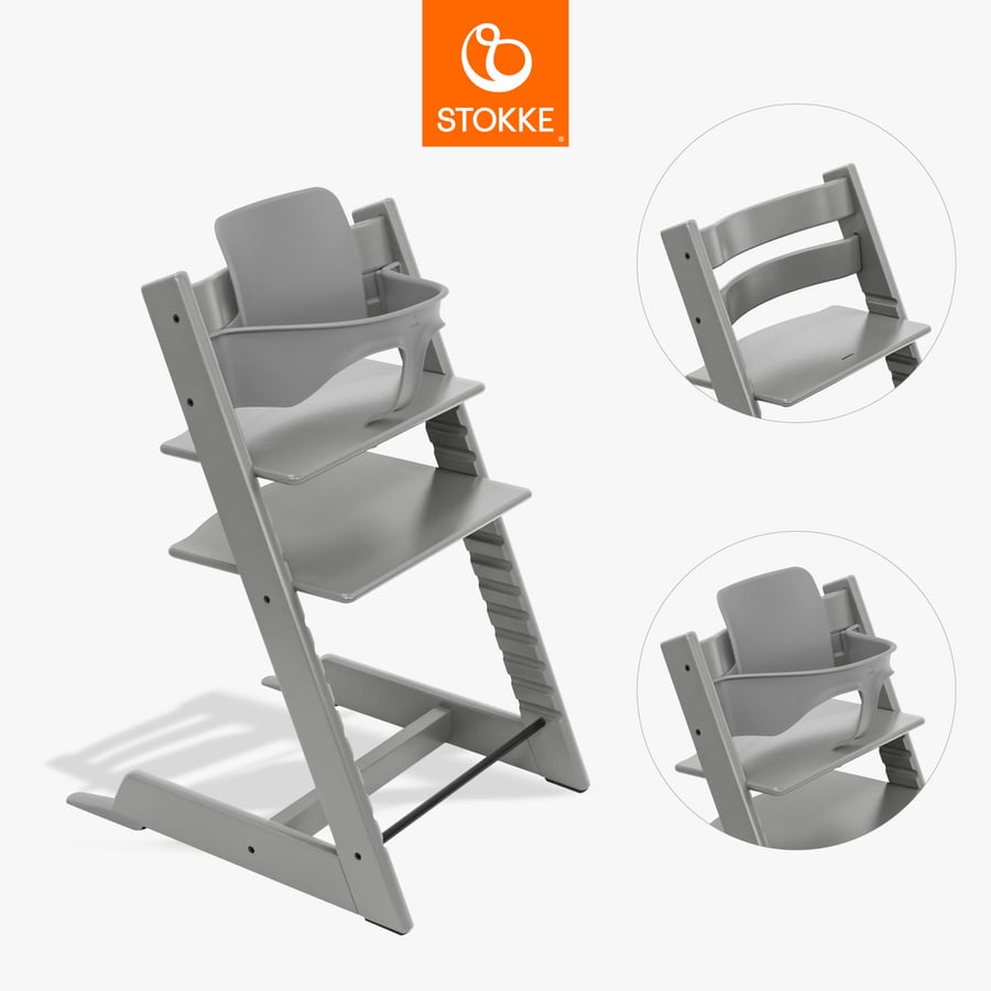 Image of STOKKE® Tripp Trapp® Sedia - Faggio Grigio Tempesta incl. Baby Set V2 Grigio Tempesta059