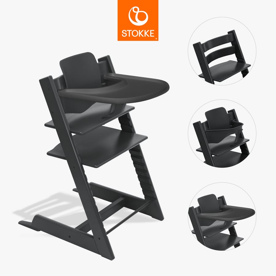 Image of STOKKE® Tripp Trapp® Sedia - Faggio nero incl. vassoio nero e Baby Set V2 nero059