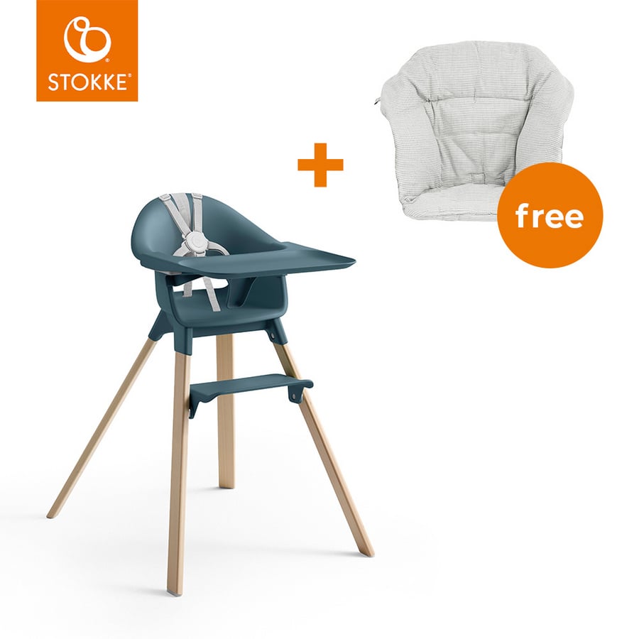 Image of STOKKE® CLIKK™ Seggiolone Fjord Blue + cuscino gratuito Nordic grigio059