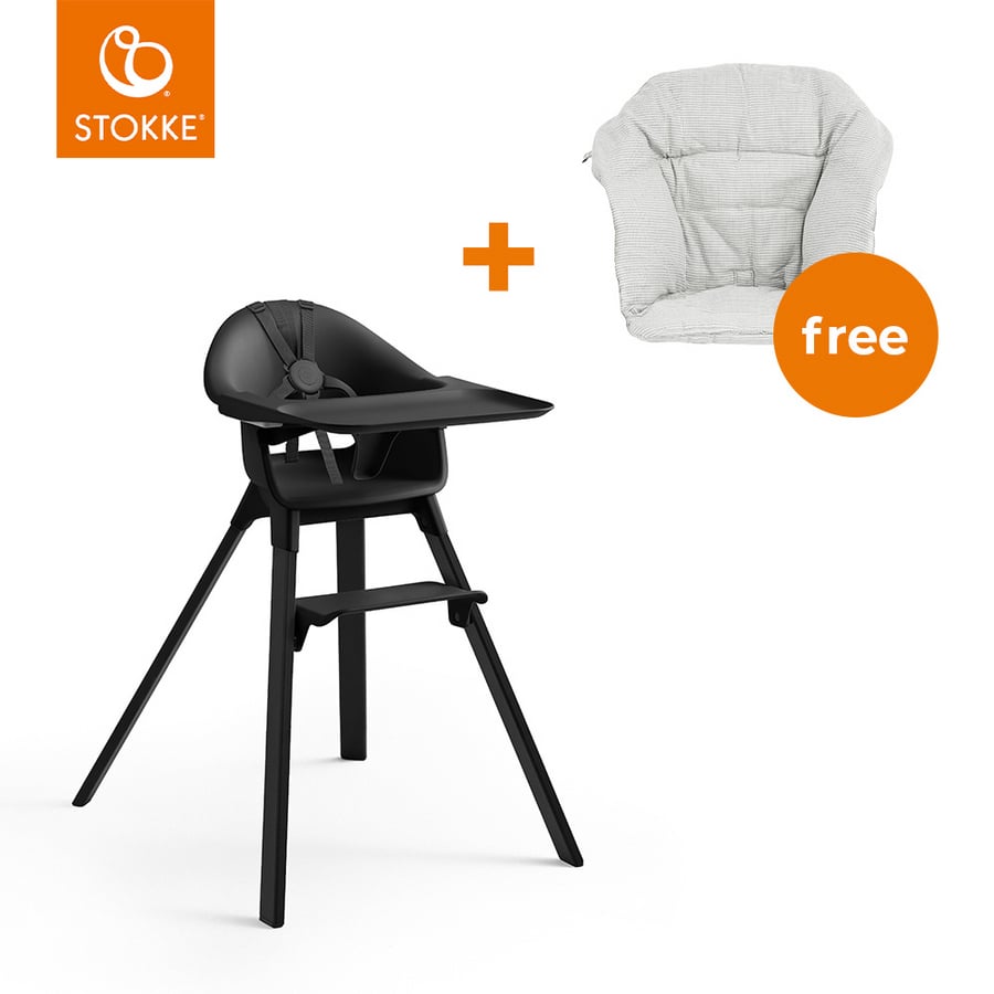 Image of STOKKE® CLIKK™ Seggiolone Midnight nero + cuscino libero Nordic Grigio059