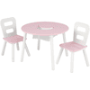 KIDKRAFT Set 2 židle a kulatý stůl Round storage barva: bílá/růžová
