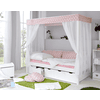 TiCAA Lit baldaquin enfant Étoile rose Var  2, 5 tiroirs 90x200 cm