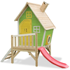 EXIT Maison cabane de jardin enfant avec toboggan Fantasia 300, bois, vert