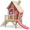 EXIT Maison cabane de jardin enfant avec toboggan Fantasia 300, bois, rouge