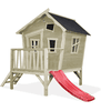 EXIT Maison cabane de jardin enfant avec toboggan Crooky 300, bois, grise