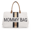 CHILDHOME Mommy Stripes Black Velká plátěná taška béžová / zlatá