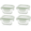 miniland set 4 naturSquare  4-teiliges Set quadratischer  Glasbehälter grün