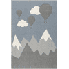 ScandicLiving Tapis enfant montagne montgolfière, gris argenté/blanc 120x180 cm