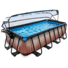 Bazén EXIT Wood 400x200x100cm s krytem, Sand filtrem a tepelným čerpadlem, hnědý