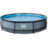 EXIT Piscine tubulaire ronde Stone pompe à filtre ø3,6x0,76 m gris