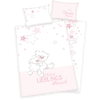 babybest flanelové ložní prádlo Kleiner Lieblingsmensch růžová GOTS 100 x 135 cm