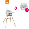 STOKKE® CLIKK™ Hochstuhl Cloud Grey + gratis Sitzkissen Grey Sprinkles