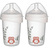 nip First Moments širokohrdlá láhev PP 270 ml vč. dudlíku se širokým hrdlem s antikolickým ventilem, silikon, sací otvor M (střední průtok) Sova ve dvojitém balení