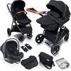 babyGO Anthracite Halime 3 i 1 barnvagn Black 