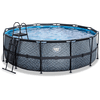 Rámový bazén EXIT ø427x122cm (12V kartušové filtrační čerpadlo) - šedý